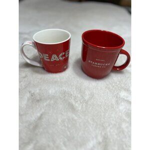 Starbucks peace Christmas mug & Abbey Mug lot